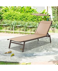 Gymax 6-Position Recliner Lounge Outdoor Adjustable Reclining Chair Poolside