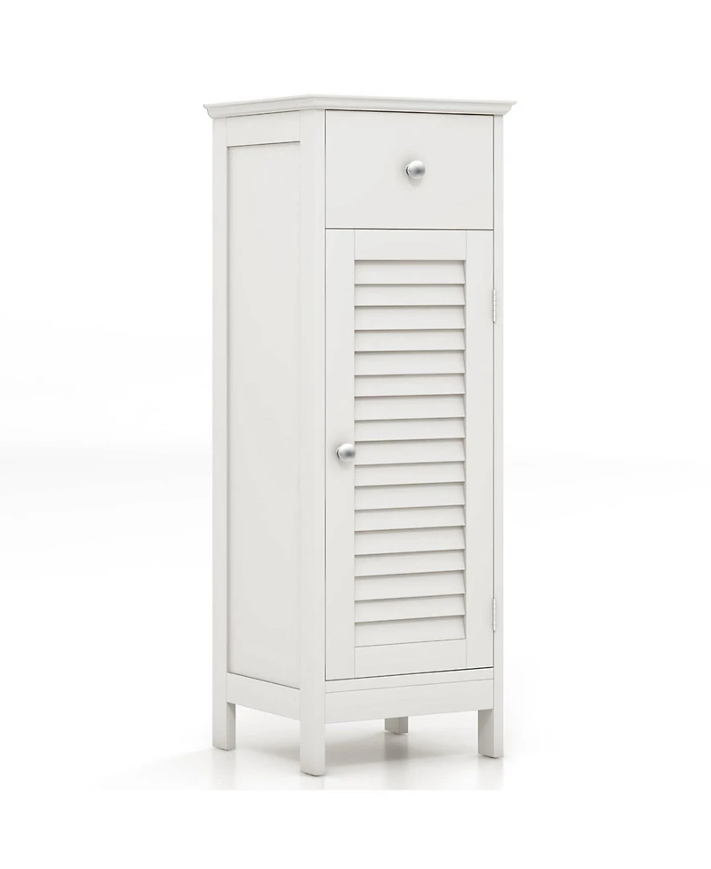 Woodern Bathroom Floor Storage Cabinet with Drawer and Shutter Door