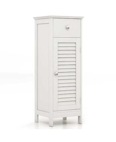 Woodern Bathroom Floor Storage Cabinet with Drawer and Shutter Door