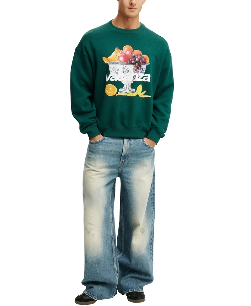 Cotton On Men's Box Fit Graphic Crew Sweater