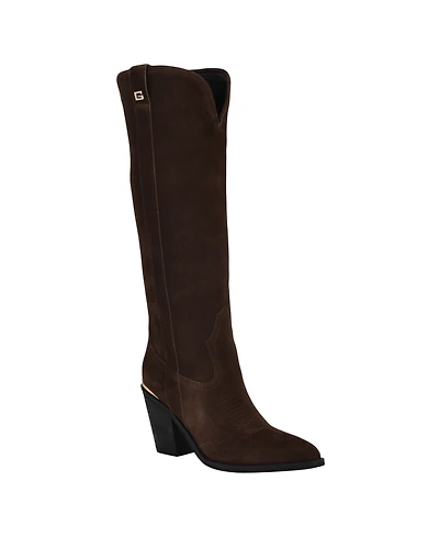 Guess Women's Sashan Knee-High Topstitched Western Boots