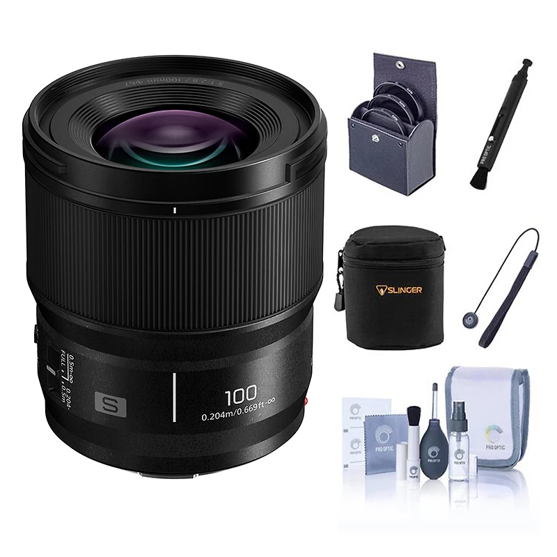 Panasonic Lumix S 100mm f/2.8 Macro Lens for L Mount, Bundle with Soft Lens Case, 67mm Filter Kit, Lens Pen Lens Cleaner, Cleaning Kit, Lens Cap