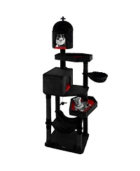 Gothic Cat Tree with 2 Cat Condos and Coffin Bed for Indoor Cats