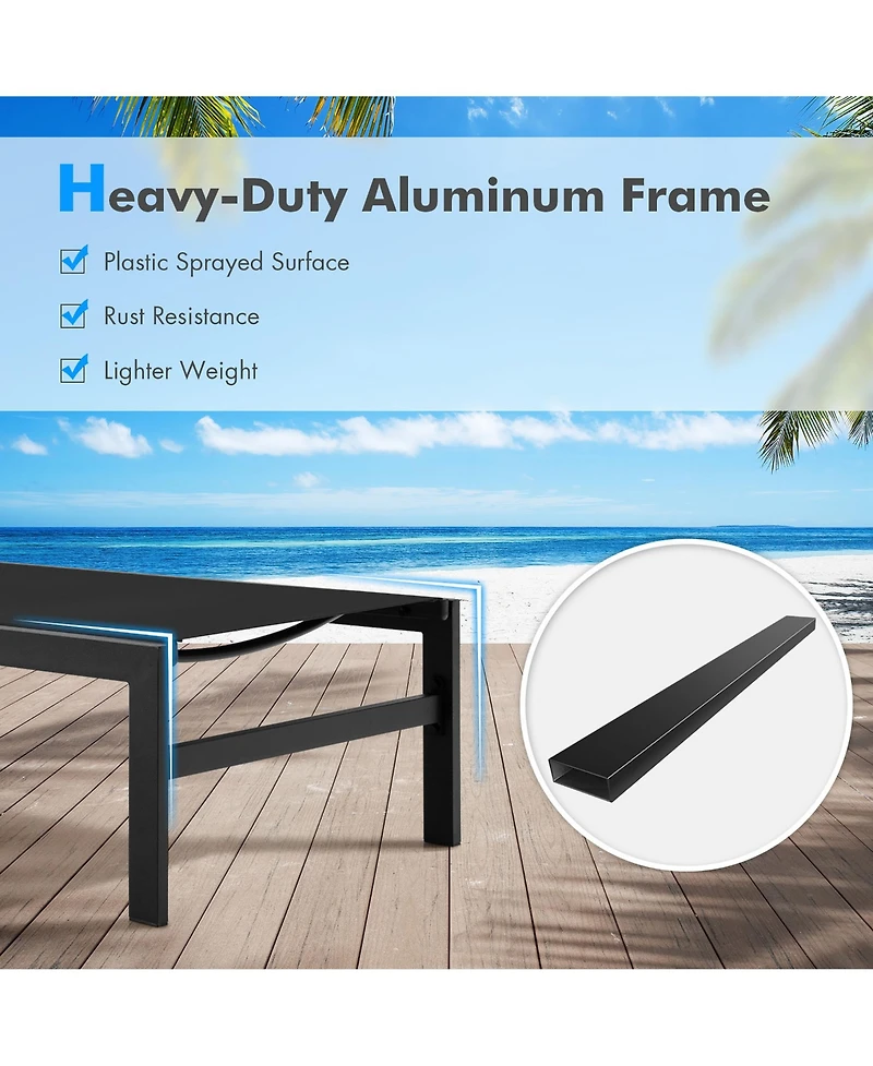 Gymax Patio Chaise Lounge Adjustable Lounge Chair W/ 6-Position Backrest