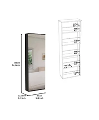 Baltimore Wall Mounted Shoe Rack, Mirror, Single Door, Ten Shoes Capacity, White