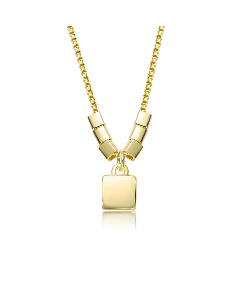 14K Gold Plated Lock Pendant Necklace with Beaded Accents