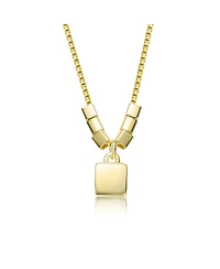 14K Gold Plated Lock Pendant Necklace with Beaded Accents
