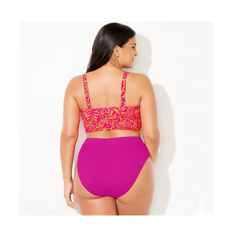Swimsuits for All Women's Bra Tie Front Longline Underwire Bikini Top