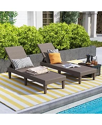 Outdoor Chaise Lounger Chair with Waterproof Rattan Textured Pp Surface