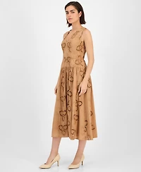 Anne Klein Women's Embroidered String-Belt Midi Dress
