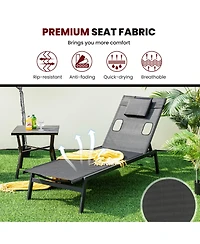 Gymax Patio Sunbathing Lounge Chair w/ Face Hole & Detachable Head Pillows Poolside