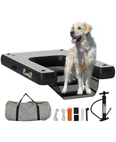 PawHut Inflatable Dog Boat Ramp, Floating Dog Pool Ramp Up to 286 lbs