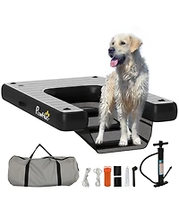 PawHut Inflatable Dog Boat Ramp, Floating Dog Pool Ramp Up to 286 lbs