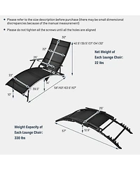 Gymax Set of 2 Foldable Patio Chaise Lounge w/ 5-level Backrest Outdoor Recliner Chair