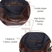 Aaron Leather Goods Full-Grain Leather Travel Duffle Bag with Shoulder Strap, Spacious Interior, and Vintage-Inspired Design – Ideal for Weeken