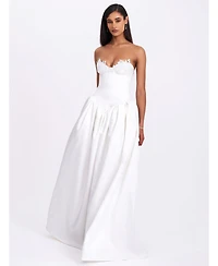 Miss Circle Women's Naila Lace Trim Strapless Drop Waist Wedding Gown