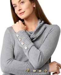Melissa Paige Women's Petite Chevron-Trimmed Cowl-Neck Sweater