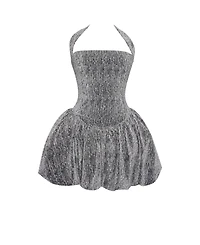 Miss Circle Women's Naomie Crystal Embellished Bubble Hem Halter Mini Dress