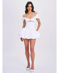 Miss Circle Women's Umika White Bubble Hem Mini Dress