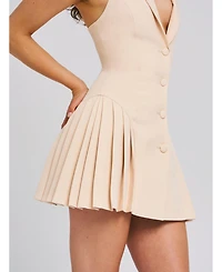 Miss Circle Women's Reyna Beige Backless Pleated Mini Blazer Dress