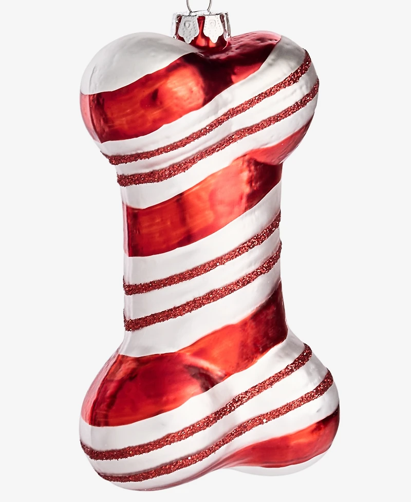 Holiday Lane Pets Red and Silver Stripe Bone Ornament, Macy's Exclusive