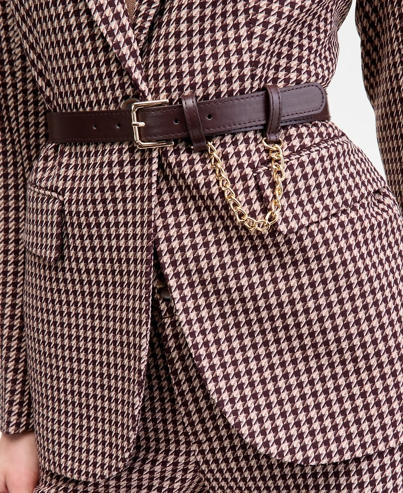 Anne Klein Women's Belted Houndstooth-Print Blazer