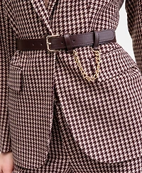 Anne Klein Women's Belted Houndstooth-Print Blazer
