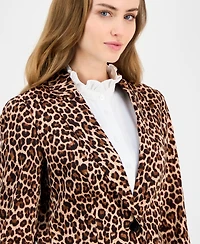 Anne Klein Women's Animal-Print One-Button Blazer