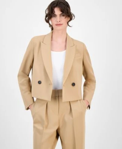 Anne Klein Womens Double Breasted Peak Lapel Ultra Fine Twill Cropped Jacket 0p 16