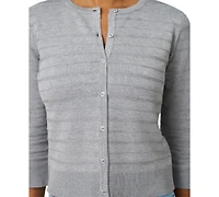 Melissa Paige Women's Ottoman-Rib 3/4-Sleeve Crewneck Cardigan