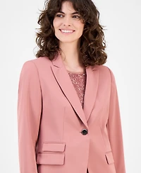 Anne Klein Women's Triple-Pocket Single-Button Stretch Twill Jacket