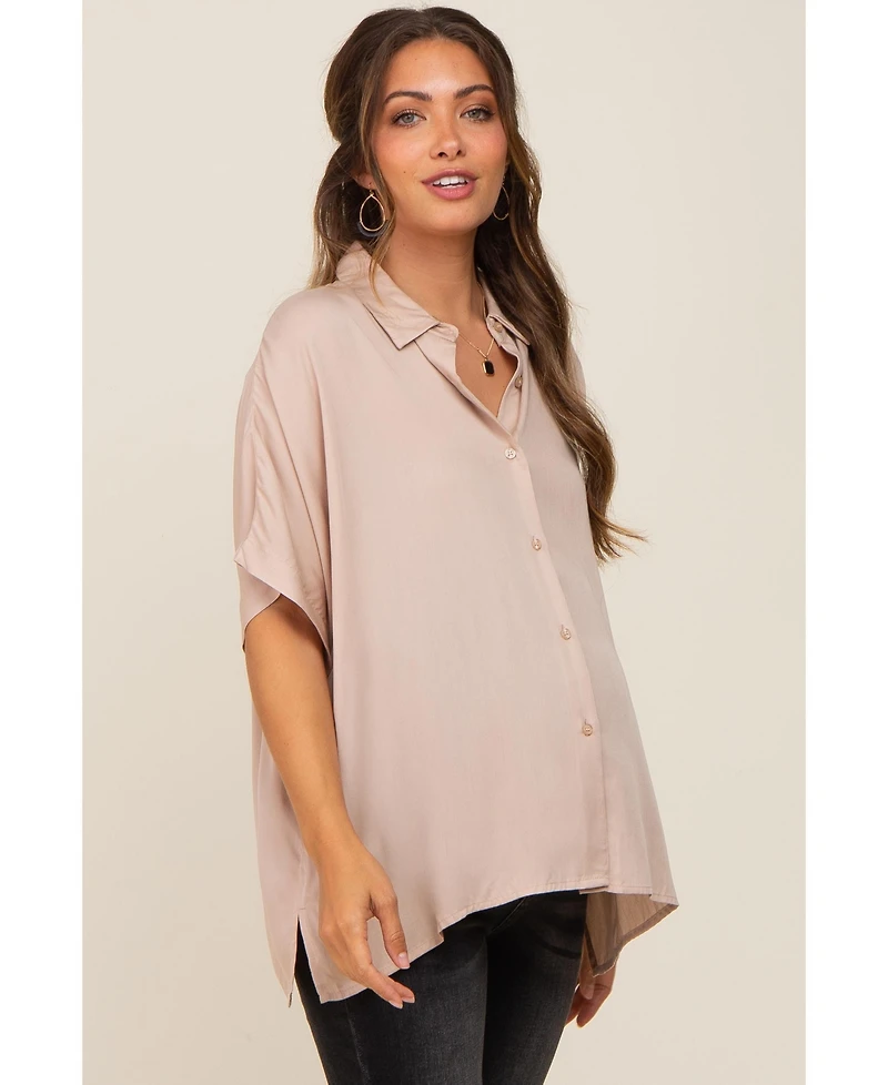 Pinkblush Maternity Black Button Up Dolman Short Sleeve Top