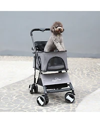 Bingopaw DetBINGOPAW 3 in 1 Dog Stroller with Detachable Carrier 4 Wheels Pet Travel Strolling Cart