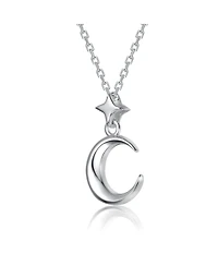 Sleek Crescent Moon and Star Necklace