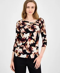 Anne Klein Women's Printed Hardware-Trim Top