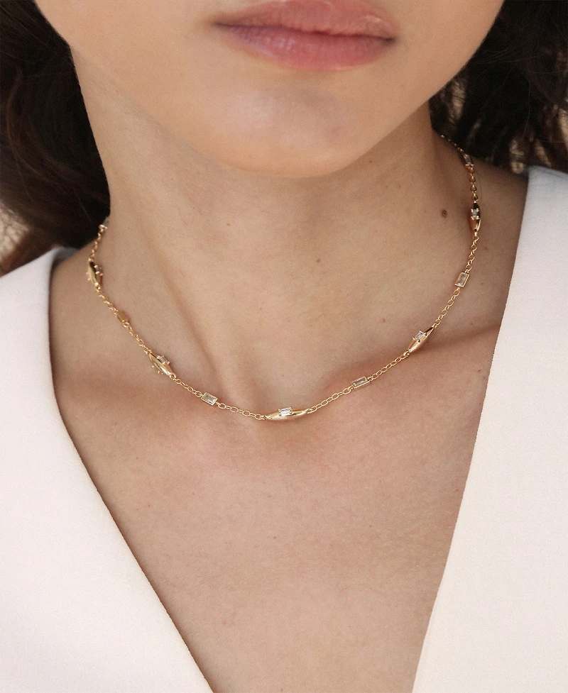 Ettika Oval Dome Baguette Crystal Chain Necklace