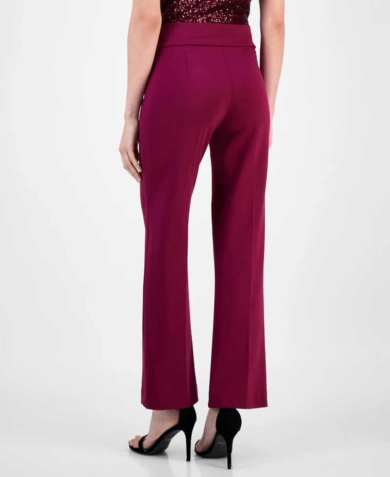 Anne Klein Women's Solid Wide-Leg Pull-On Compression Pants
