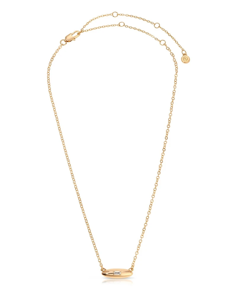 Ettika Oval Dome Baguette Simple Pendant Necklace