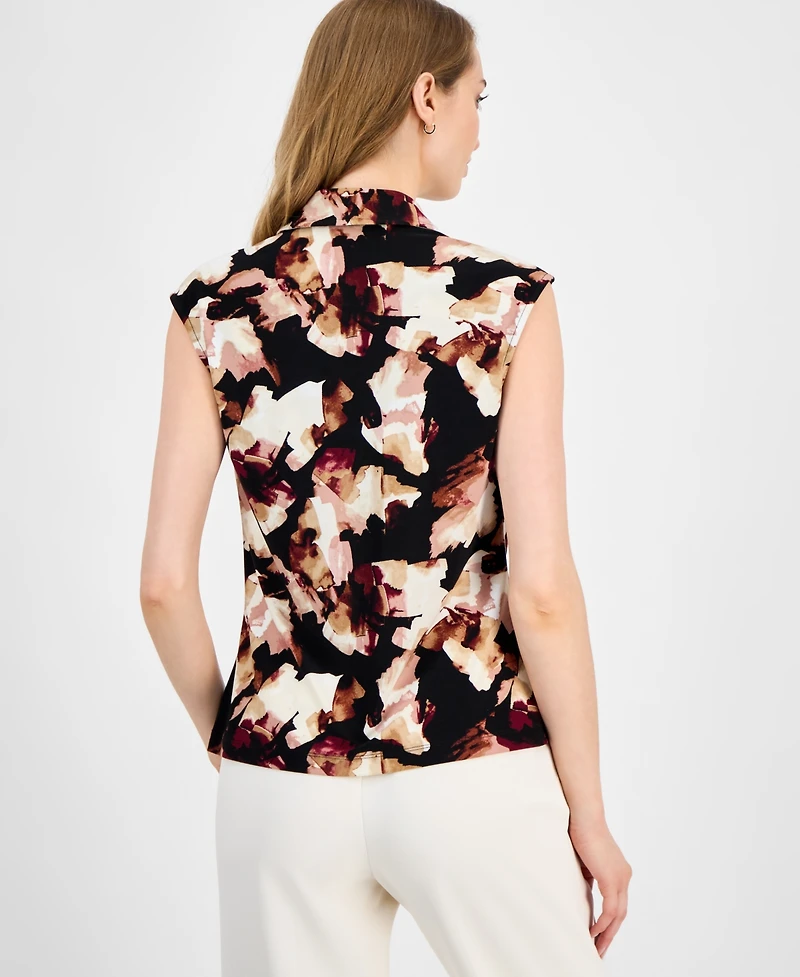 Anne Klein Women's Printed Cowlneck Blouse