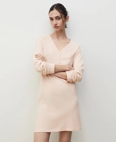Mango Women's Cotton V-Neck Nightgown