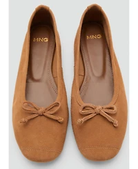 Mango Women's Bow Suede Ballerinas Shoes