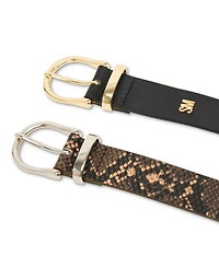 Steve Madden 1-3/10" Faux-Leather Belt, Set of 2