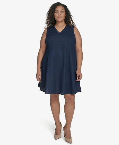 Dkny Plus Linen-Blend Shift Dress