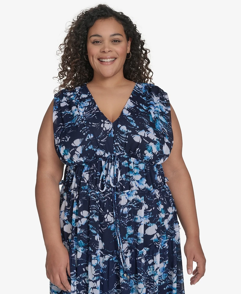 Dkny Plus Printed Empire Maxi Dress