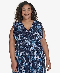 Dkny Plus Printed Empire Maxi Dress