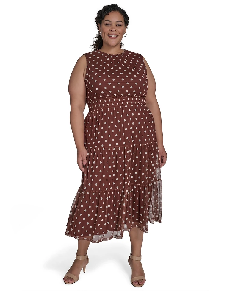 Jessica Howard Plus Jewel-Neck Sleeveless Midi Dress