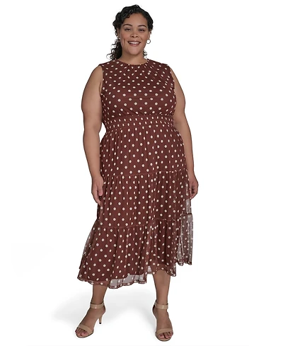 Jessica Howard Plus Jewel-Neck Sleeveless Midi Dress