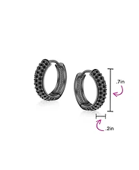 Bling Jewelry Fashion 3 Row Cz Hoop Earrings Black Rose Clear Pave Silver Plated Medium