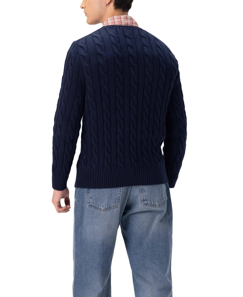 Members Only Men's Crew Neck Cable Knit Sweater