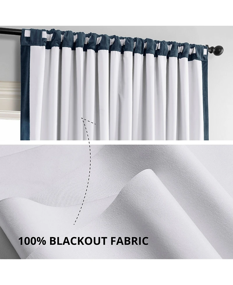 Half Price Drapes Midnight Blue Signature Extra Wide Velvet Blackout Curtain